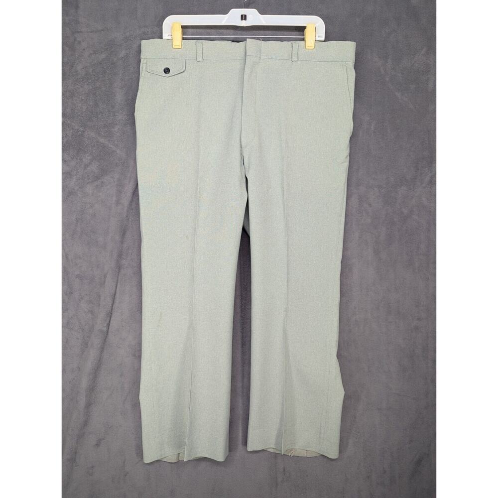 Glen Oaks Men Pants Dress Suit Size waist 36 Green Polyester Unhemmed -Damaged-